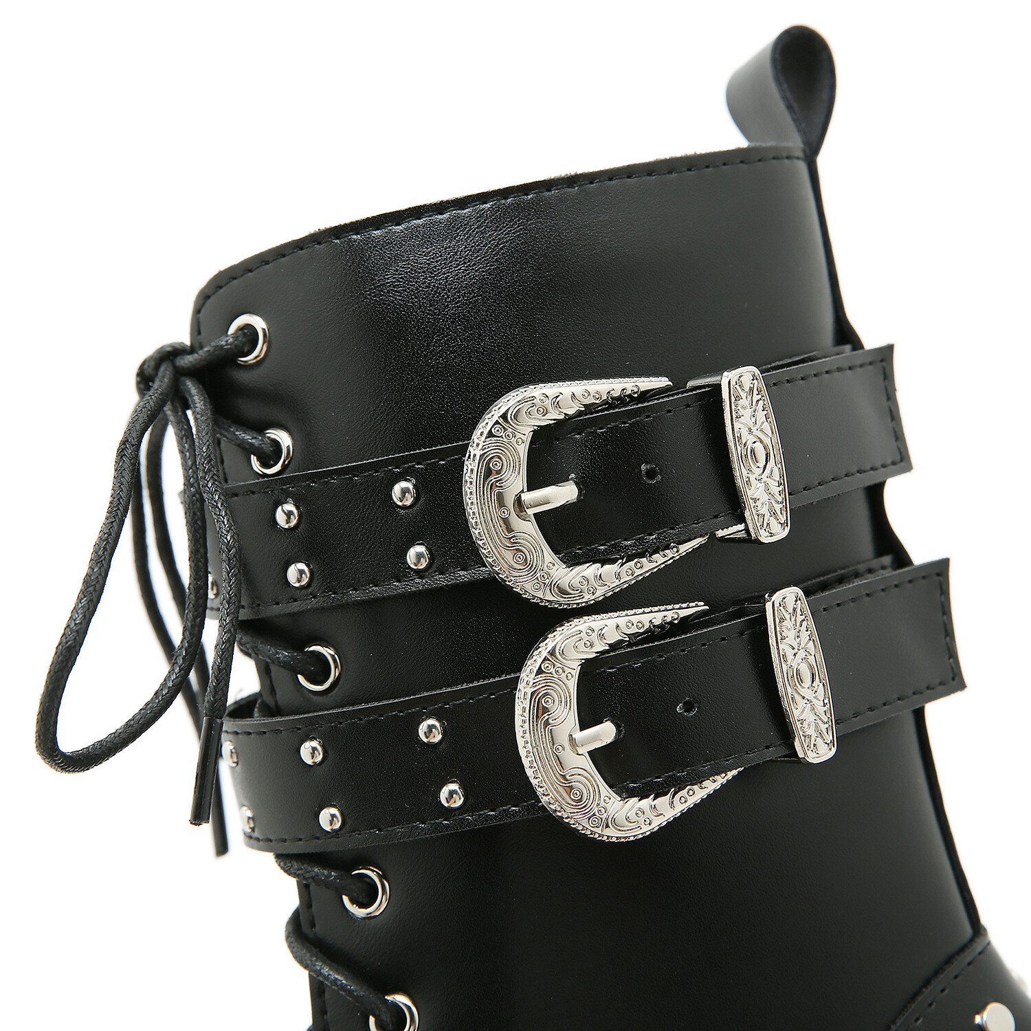 Men’s Studded Rivet Platform Motorcycle Ankle Boots Punk High Heel Leather Shoes