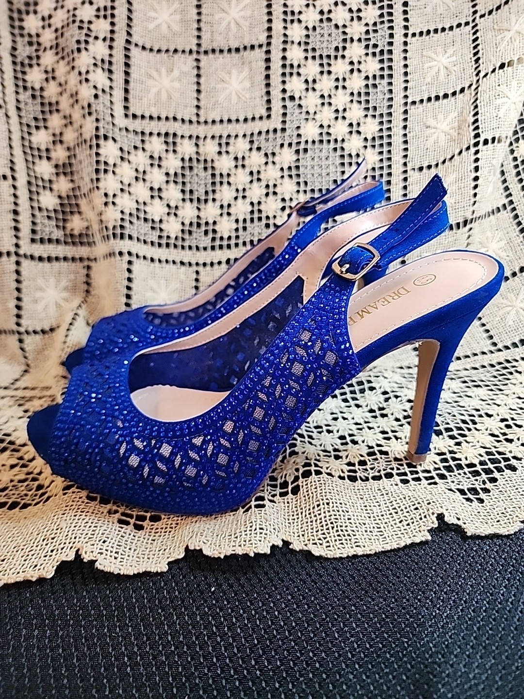 Heels Shoes Royal Blue Dream Pairs 8.5 Worn Once No Box Prom Wedding Party EUC