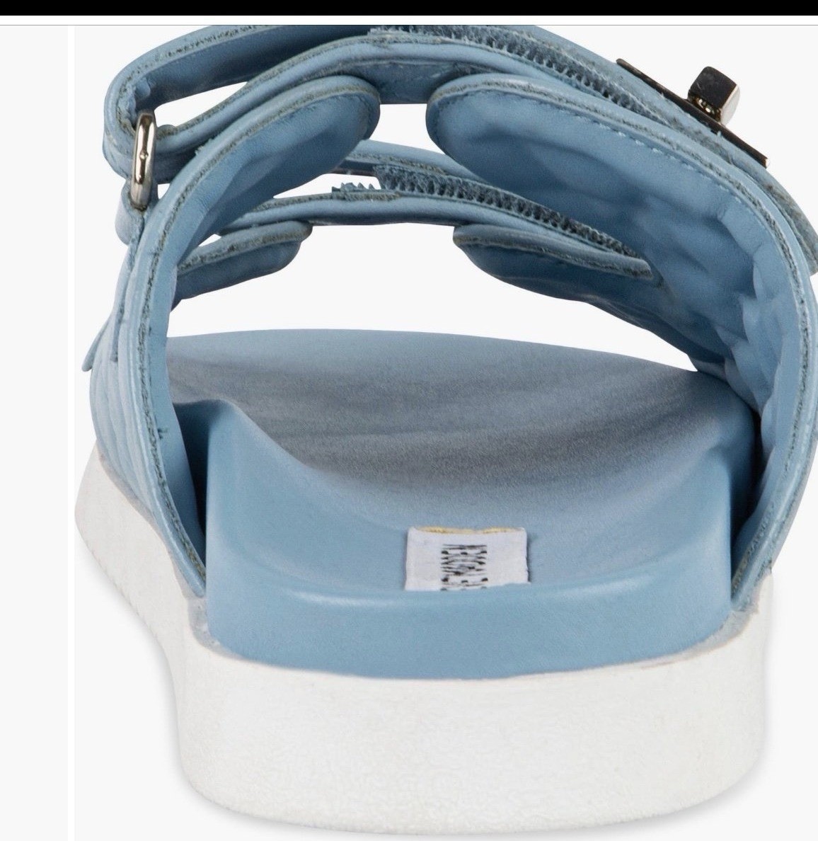 Steve Madden Women’s Quilted Leather Double Strap Buckle Slide Sandals 8 Blue