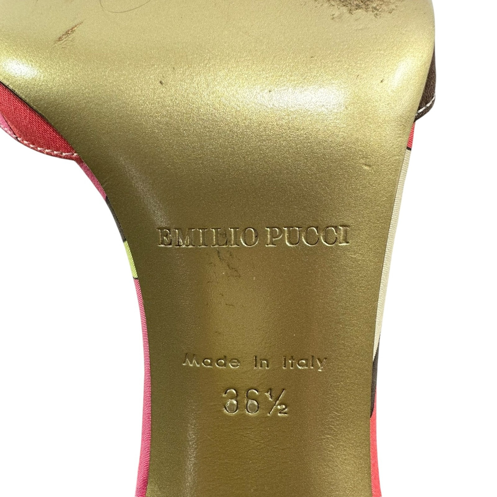 Genuine EMILIO PUCCI Printed Multicolor Heels Ankle Strap 36.5 6.5