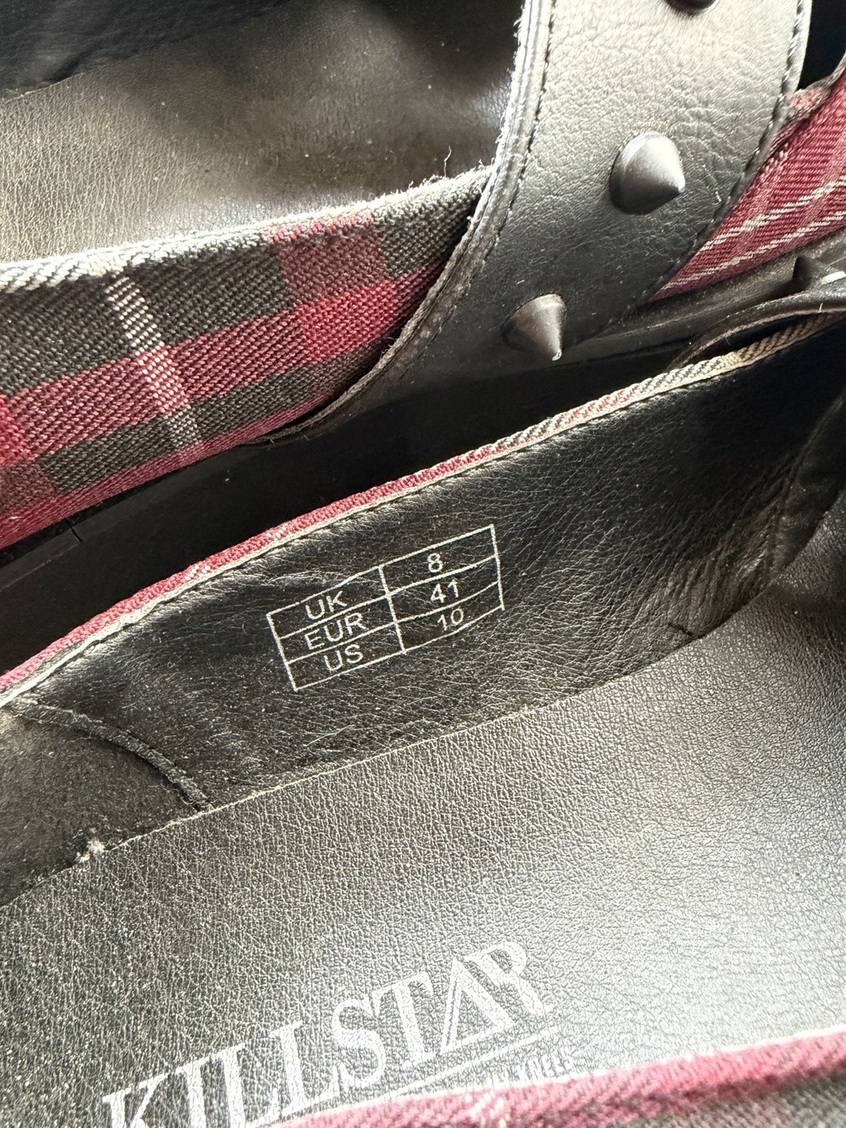 Killstar Bloody Maryjane’s Blood Tartan Size 10 As Is Check Pictures