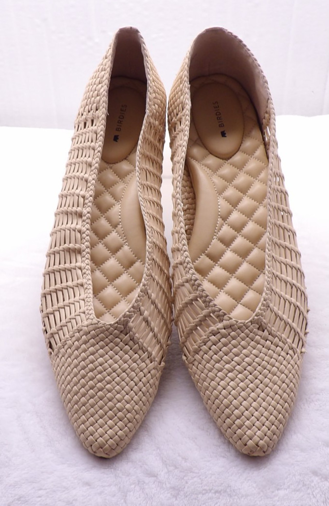 BIRDIES The Goldfinch Sz 12 Dawn Woven Slip-On Pointed Toe Flats Creamy Beige
