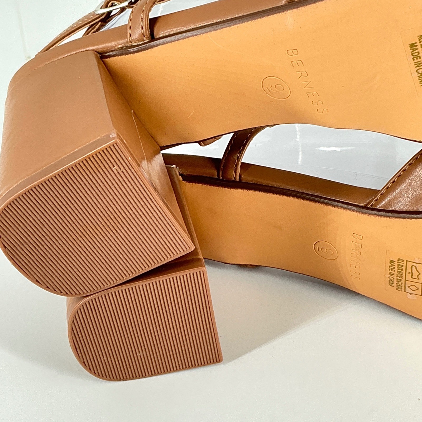 Berness Size 9 Cognac Brown Pointed Block Heel Slingback Pumps NEW Chevelle $65