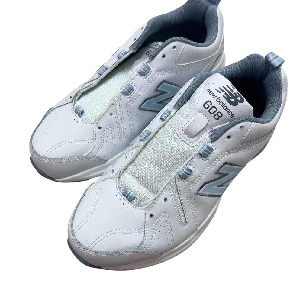 New Balance 608V5 Casual Comfort Cross Trainer Shoes Women 8.5 Men 7 White/Blue