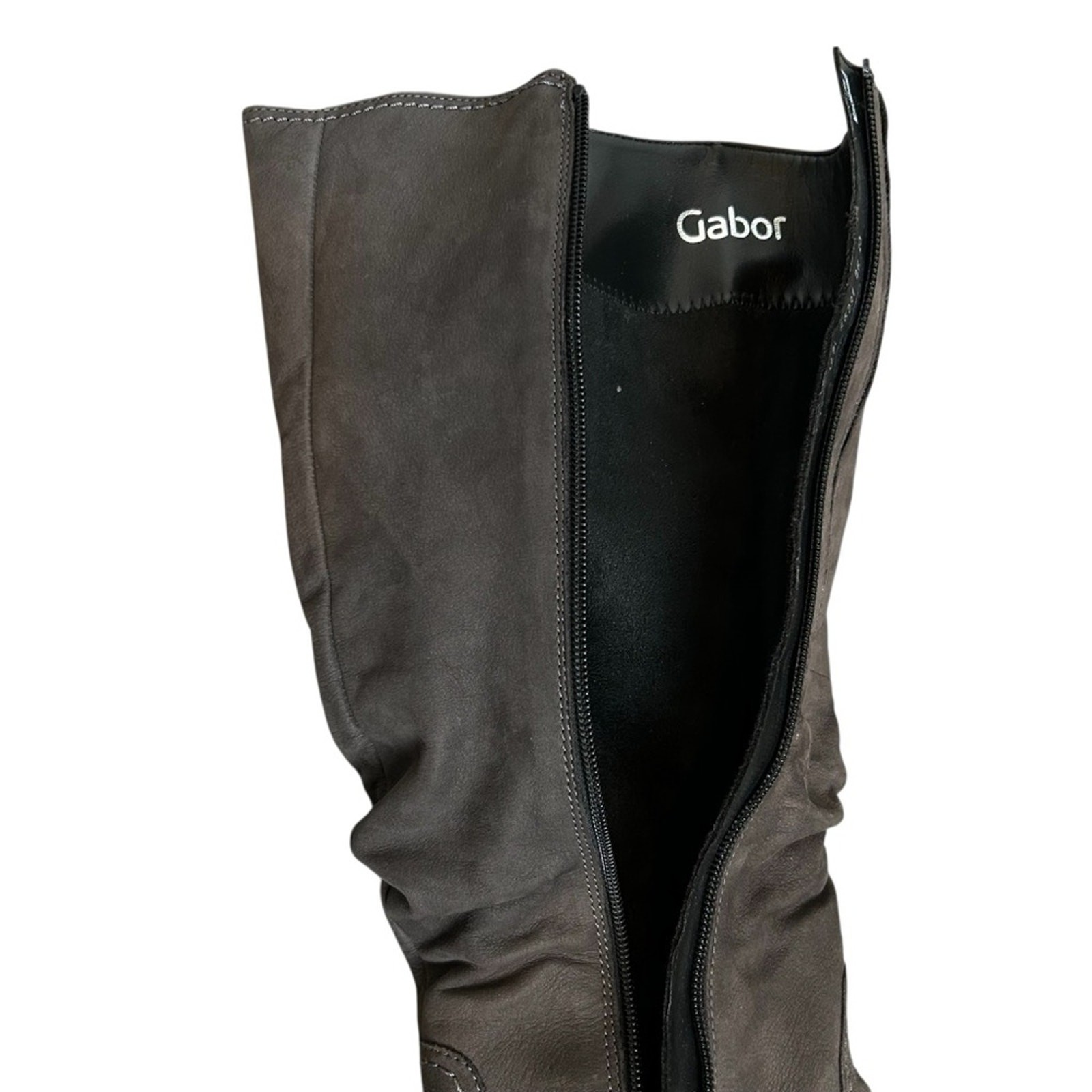 Gabor Nubuk Soft Tall Boots Grey (Brown) SZ 7.5 German Design Made in Portugal