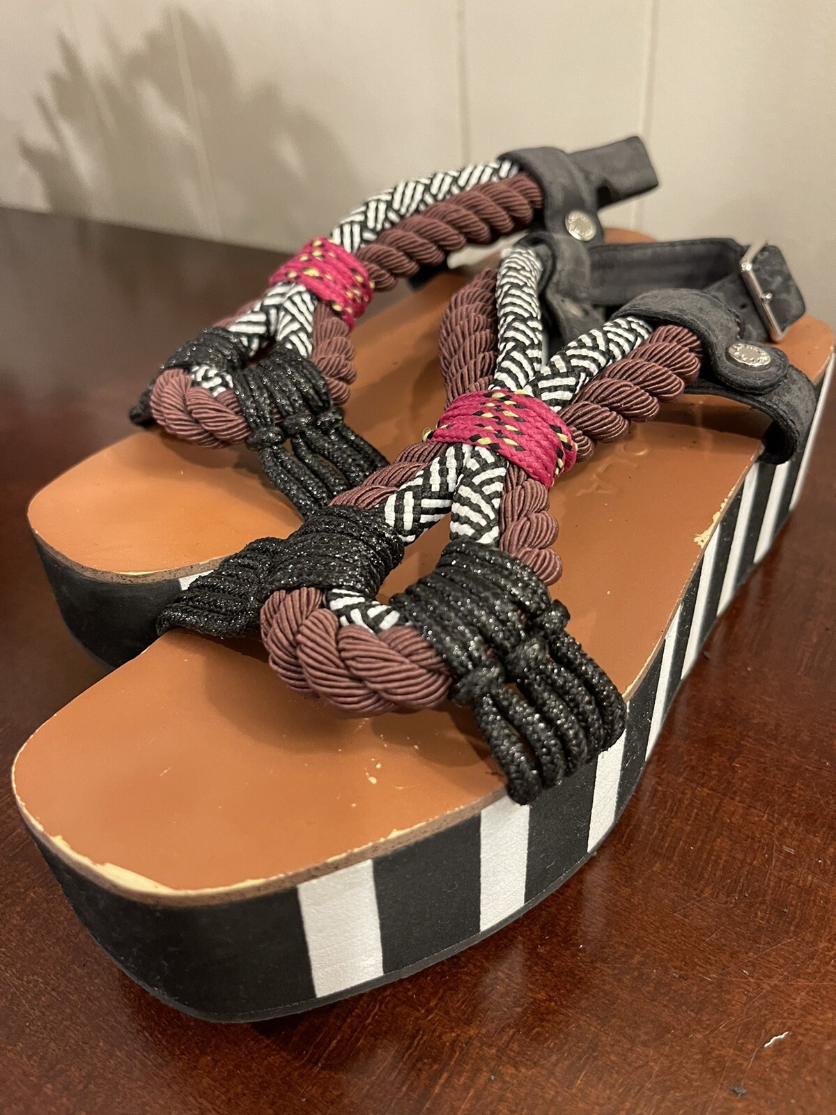 Bimba Y Lola Women’s Sandals / Size US 7 37/ Rope With Raised Platform Ankle