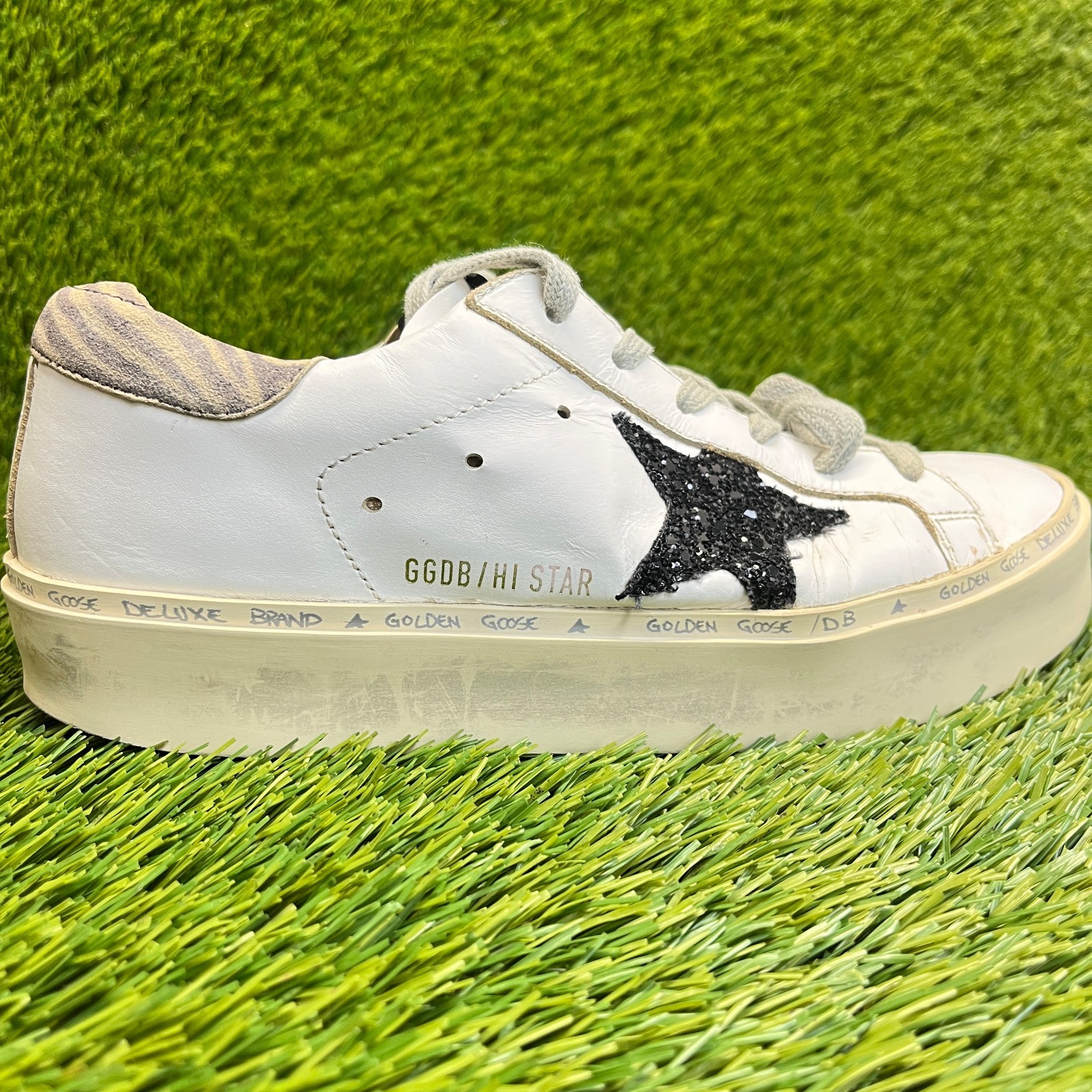 Golden Goose Hi Star Platform Womens Size 6 White Athletic Skate Shoes Sneakers