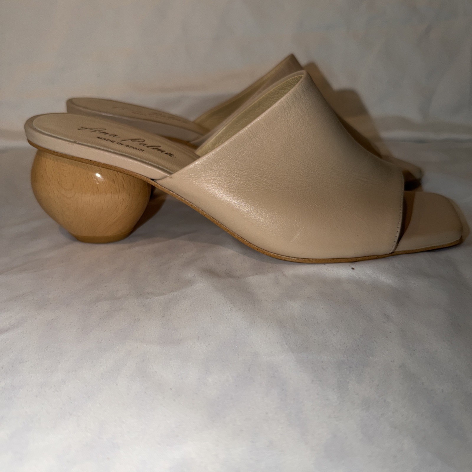 Ana Palma Slip On Mules Nude Leather Size 39