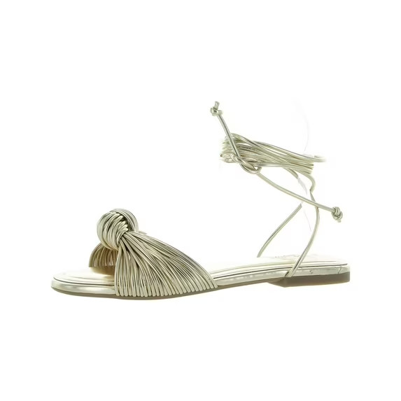 On 34th Jenniee Faux Leather Flat Strappy Sandals Gold Smooth Women’s 7.5 M