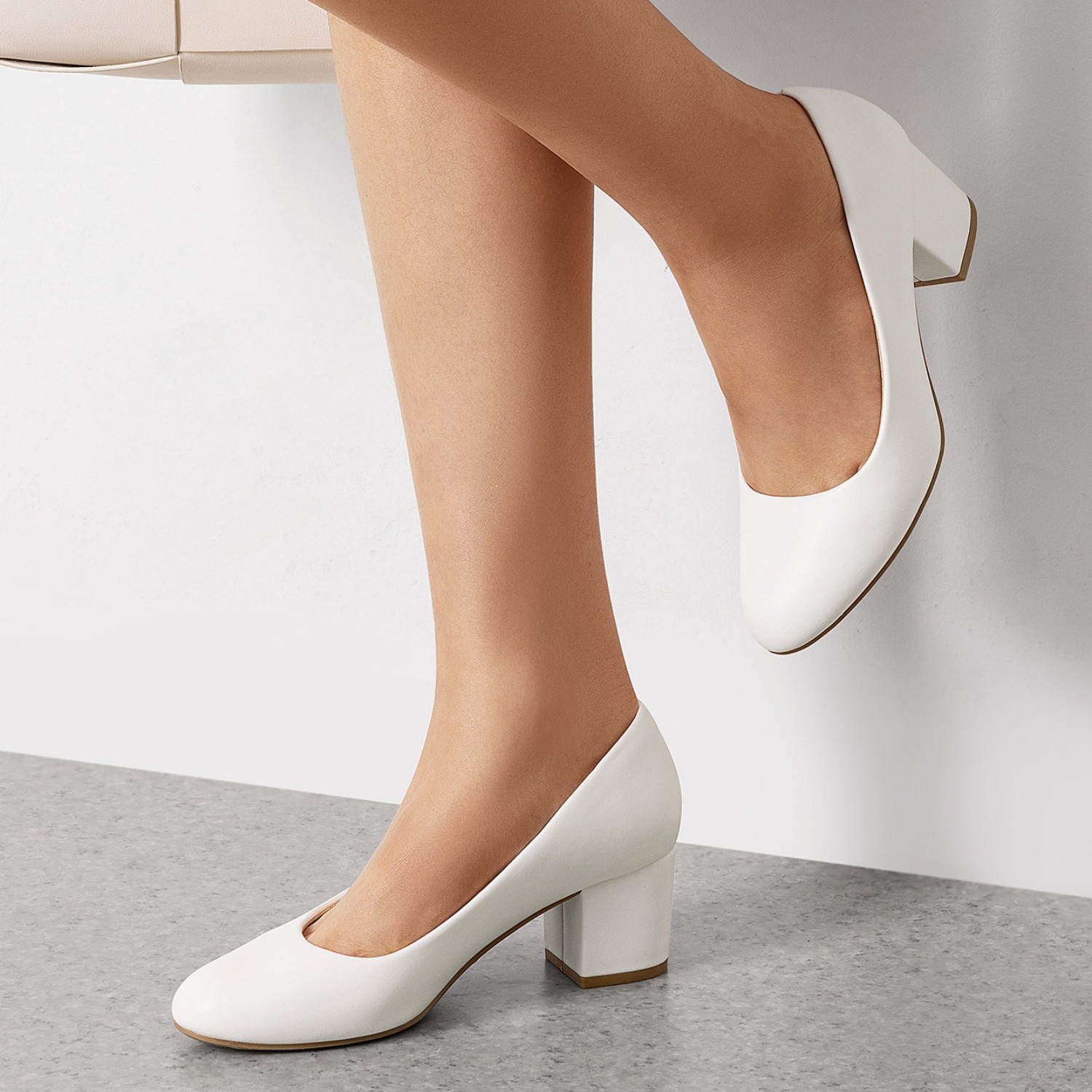 Women Arch Support Slip On Low Chunky Heel Office Dress Wedding Pump Shoes