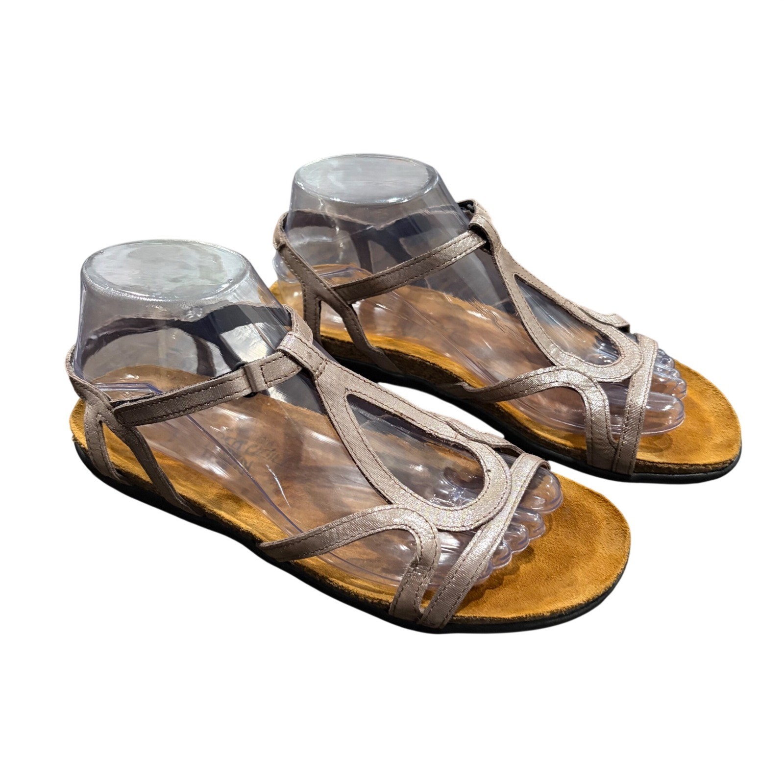 Naot Dorith Sandals Womens 39 Metallic Pewter Leather Comfort Cutout Strappy