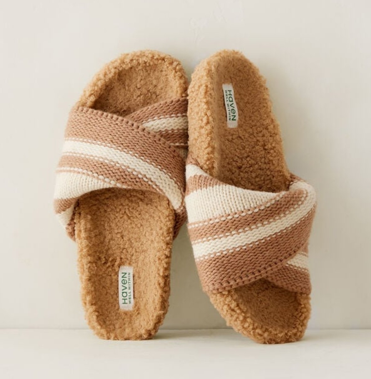 Haven Well Within Twisted Sweaterknit Slides Womens 10 Ivory Cashmere Blend NWOB