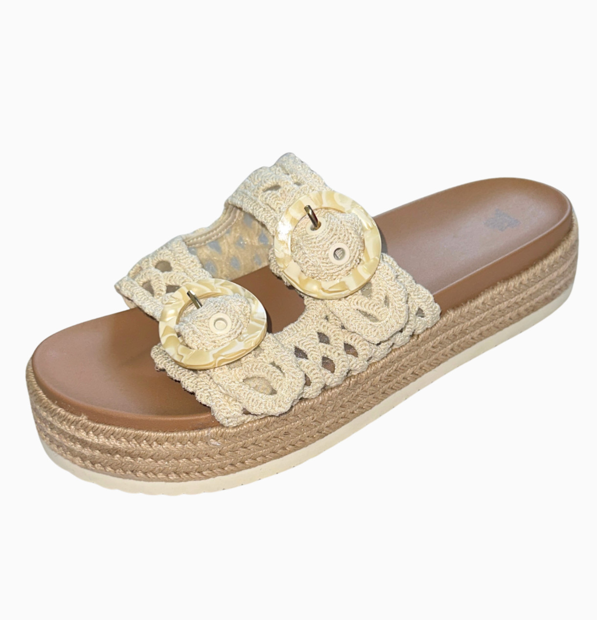 Wild Fable Crochet Rope Wrapped Platform Sandal Marbled Buckle NWT 12