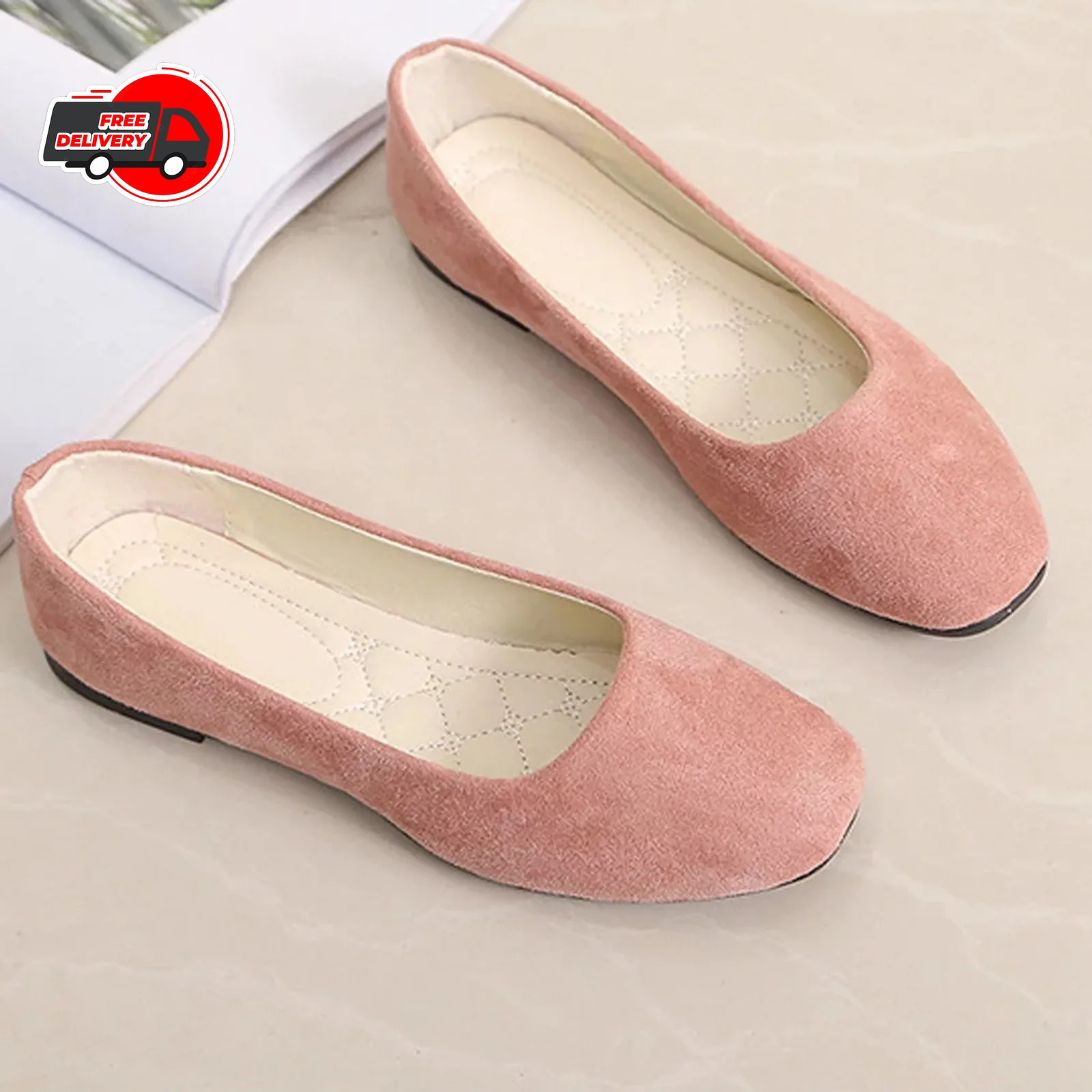 Womens Flats Ballet Shoes Slip on Comfortable Soft Casual Dress Shoes Square New