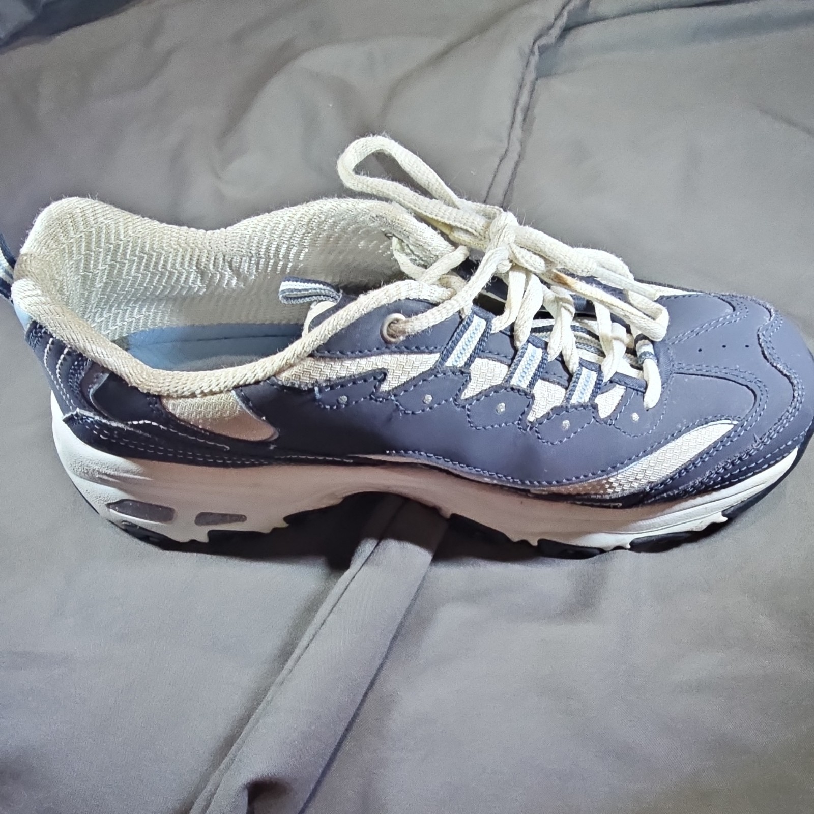 SKECHERS D’Lites Blue White Leather Synthetic Lace Up Sneakers 11930EW