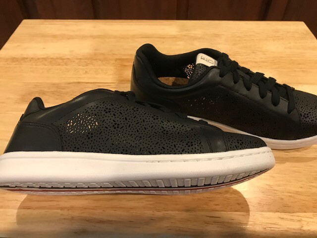 ED Ellen DeGeneres Chaperf Leather Lace-up Sneakers Women’s 7 W Black 7W ~