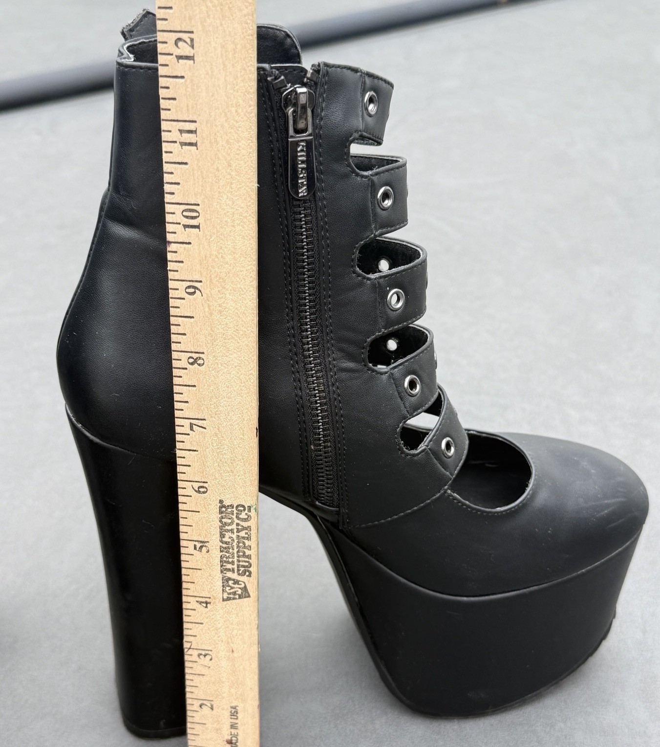 Sz 8 Kllstar Platform Heels Pentagram Buckles Witchy Goth Punk Shoes Boots
