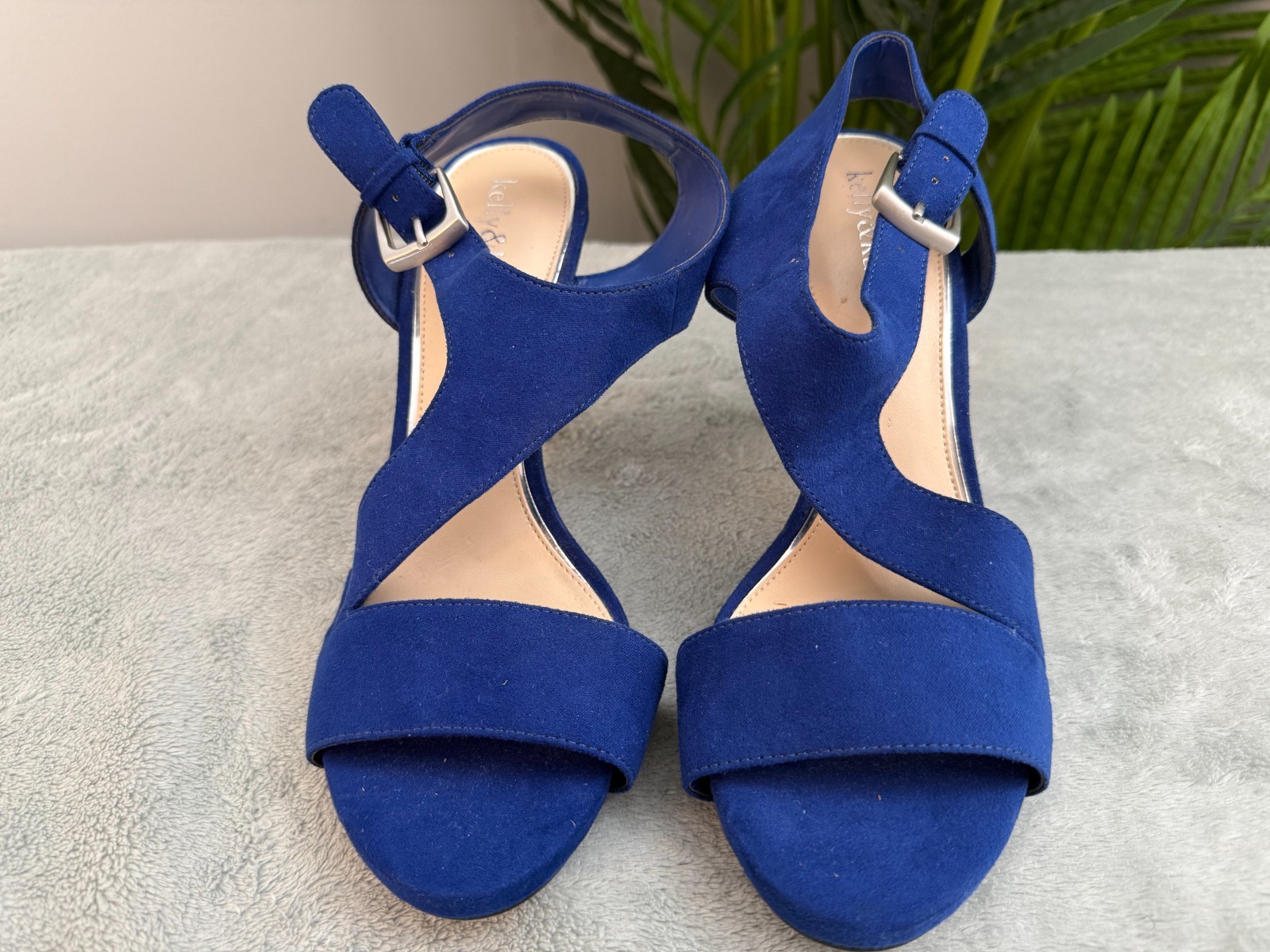 Kelly & Katie Cobalt Blue Suede Strappy Heels Sz 8.5