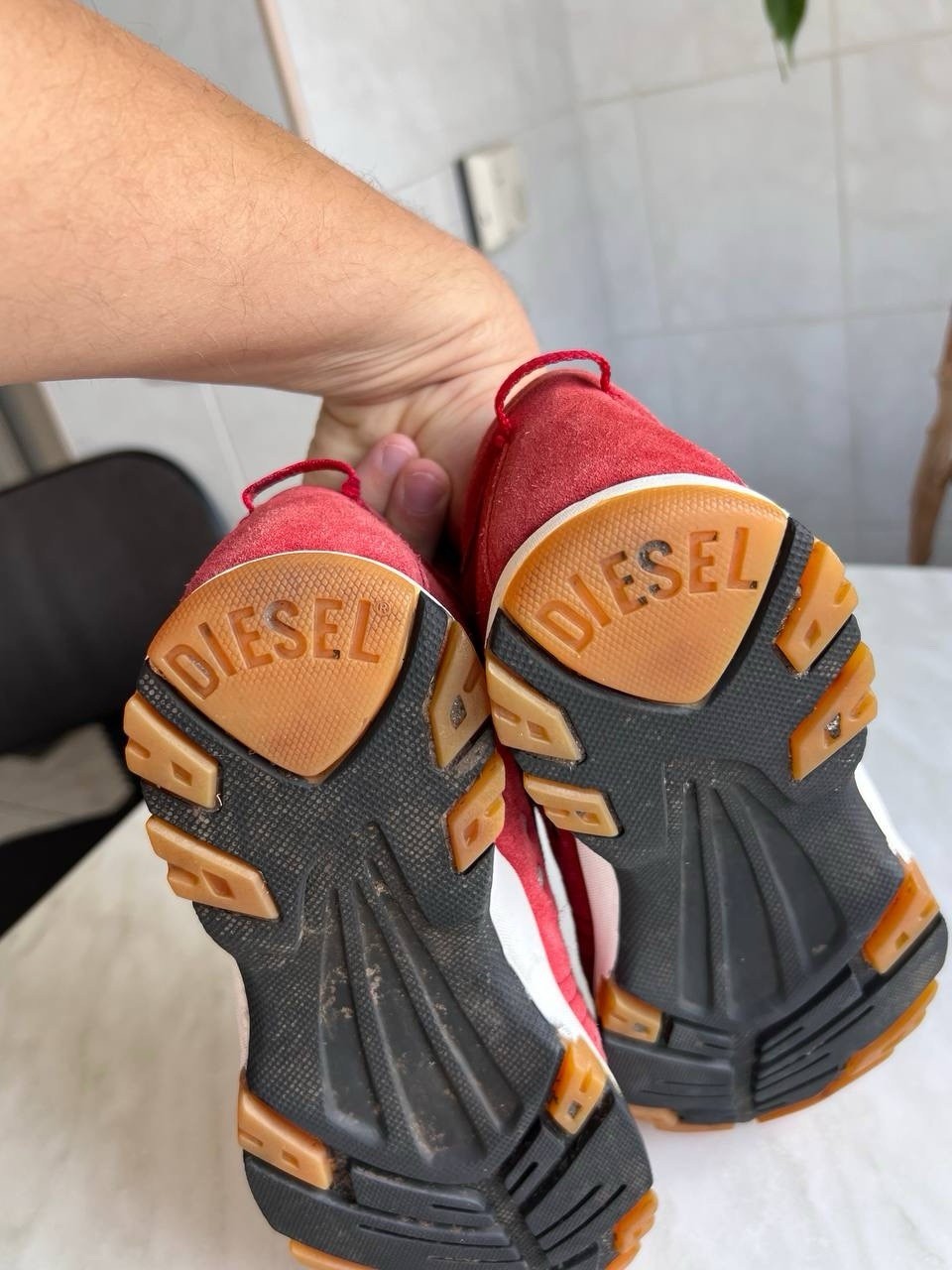 DIESEL Women’s Shoes Y2K Red Sneakers Moto Style Diesel Logo Vintage 90’s Sz 37