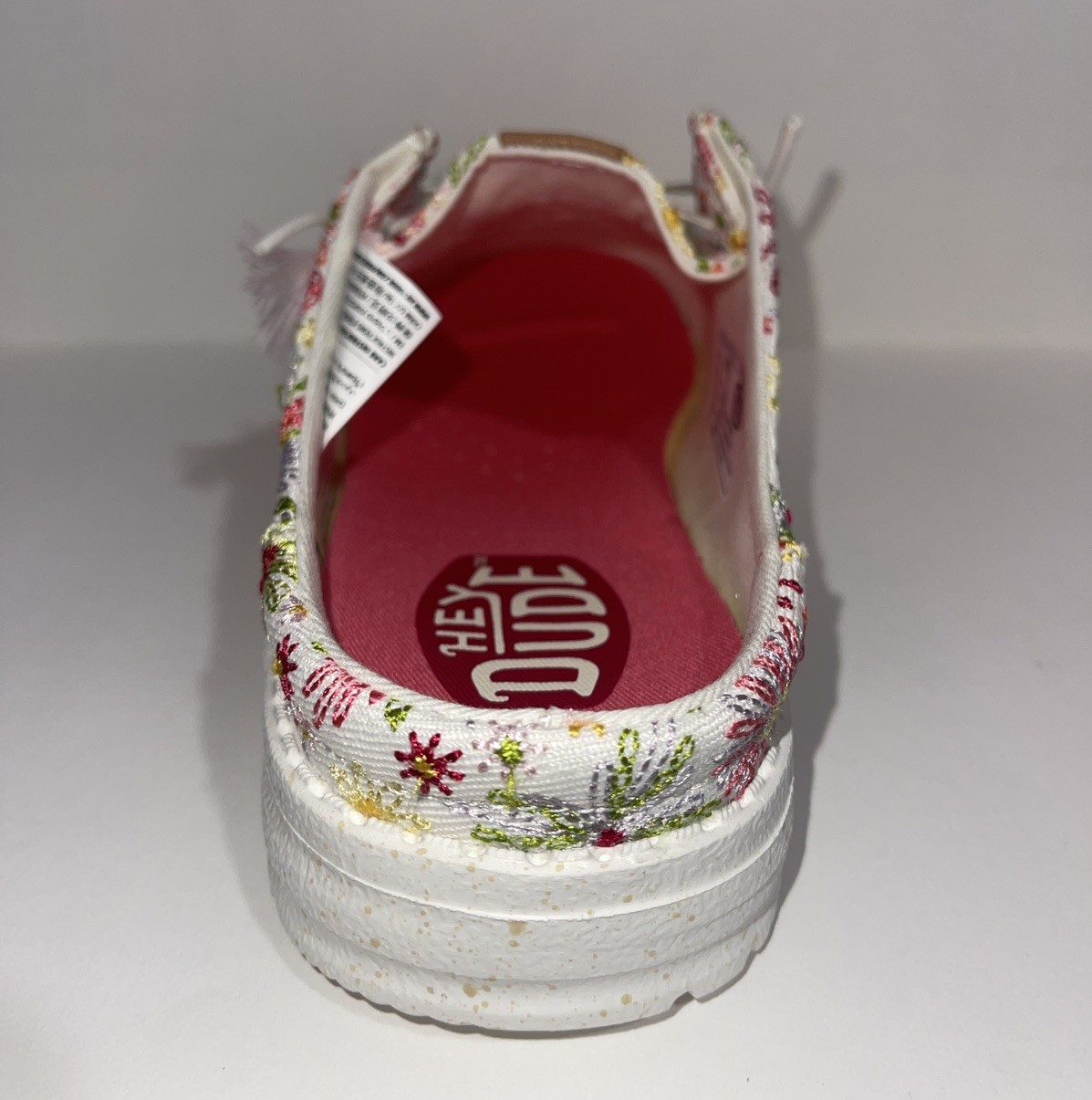 Hey Dude Wendy Slip Embroidered Floral Left Shoe Women 9 White Multi 44629-94S