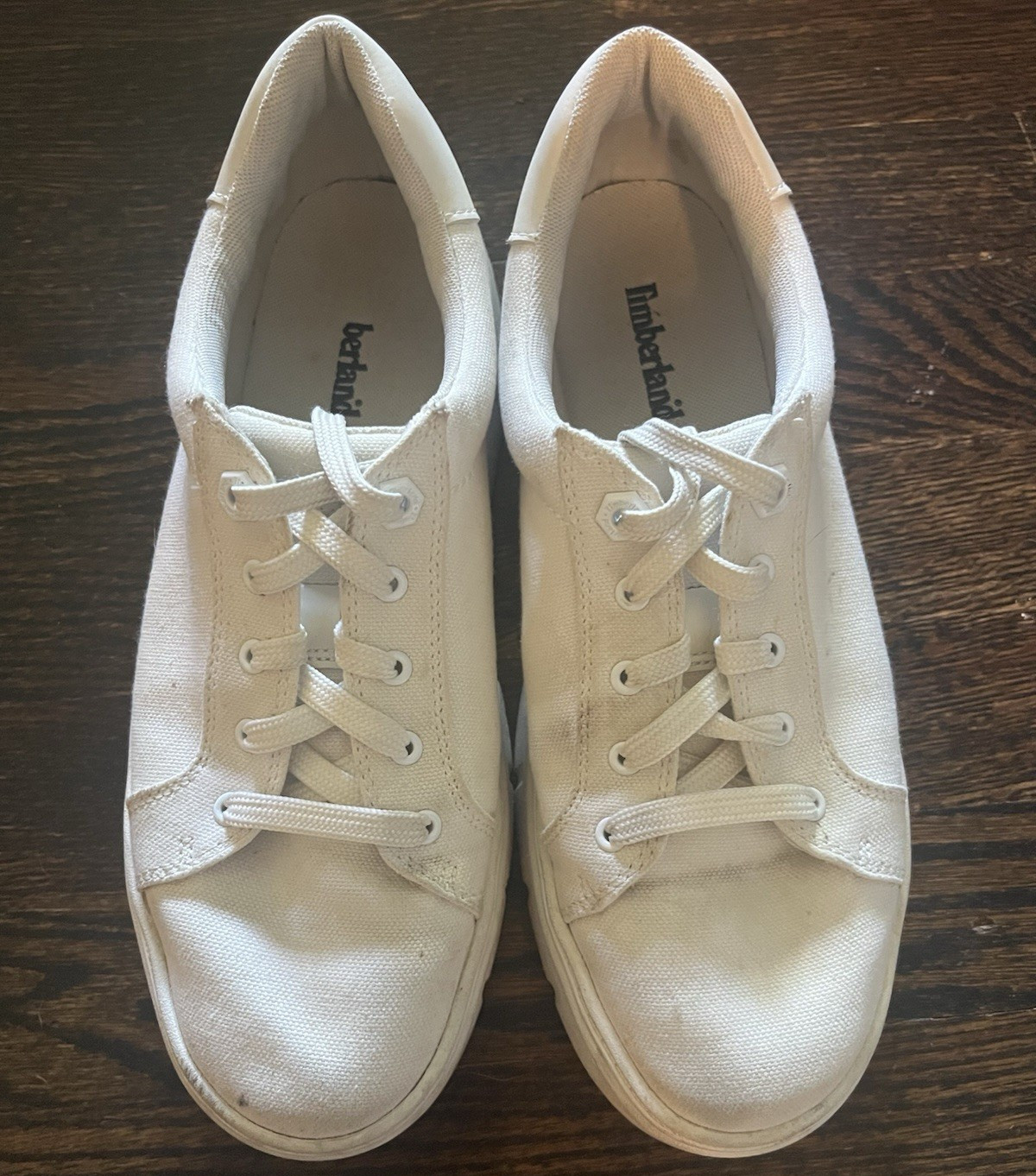 Timberland White Canvas Platform Sneakers Size 8