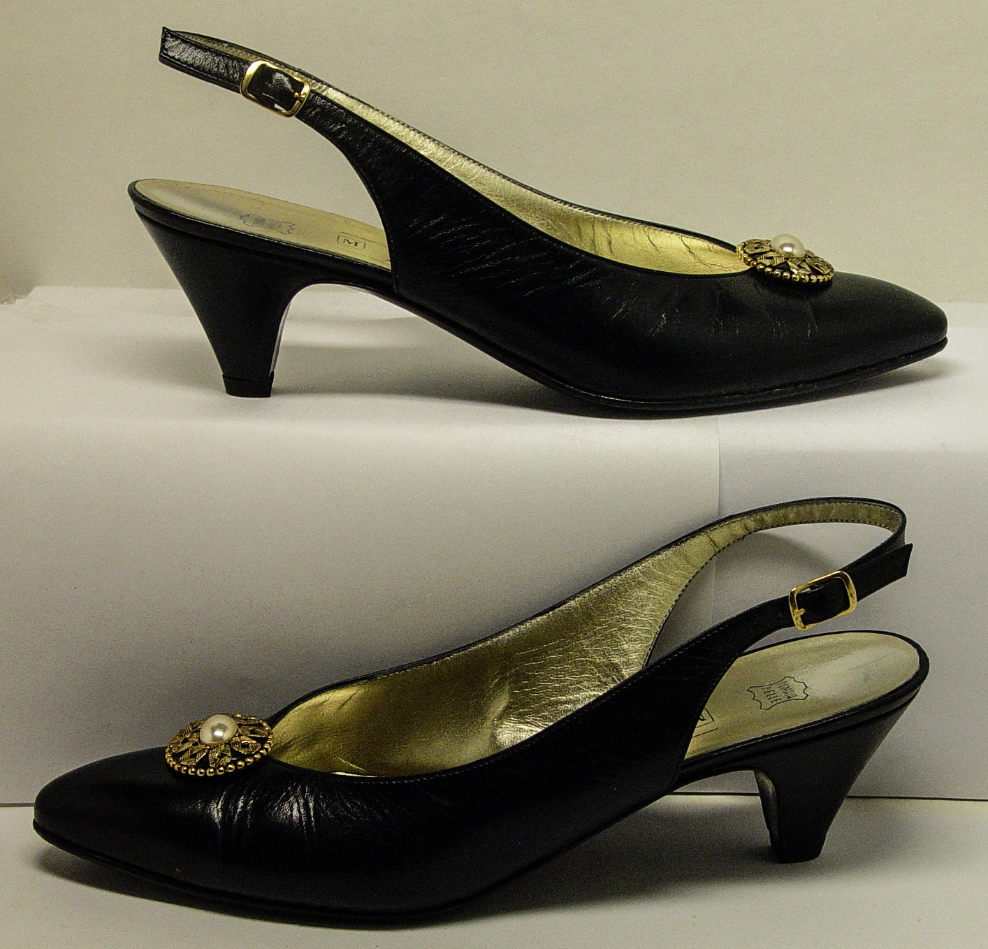 BRUNO MAGLI MADE IN ITALY BOLOGNA SZ 7AAA 2″ SLINGBACK PUMPS GOOD USED CONDITION