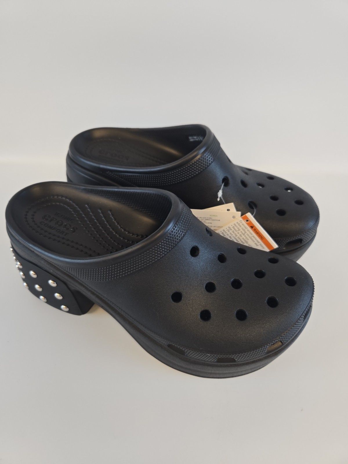 NIB Crocs Siren Studded Clog Black Platform High Heel Mule Women Size 10