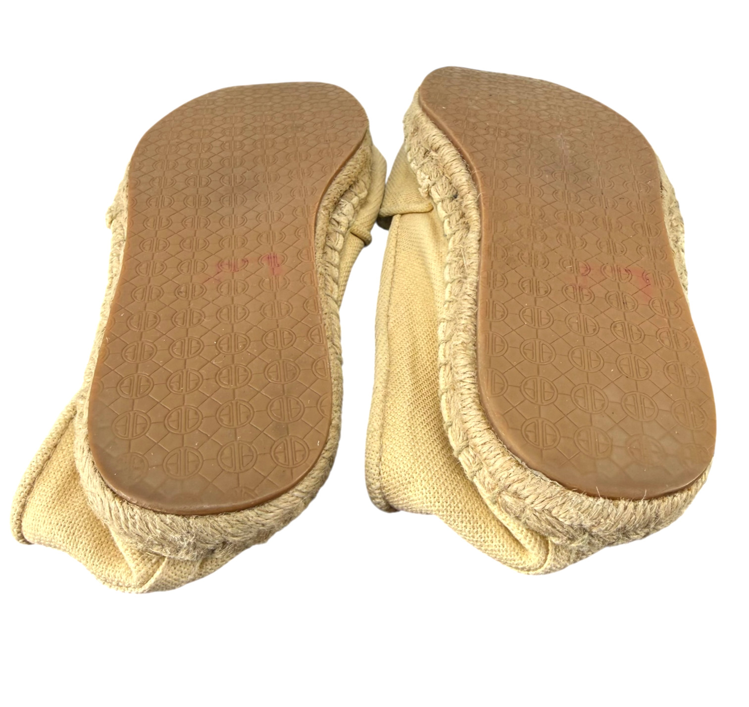 Lilly Pulitzer Lia Espadrille Flats 10 Beige Gold Canvas Slip On Round Toe Jute