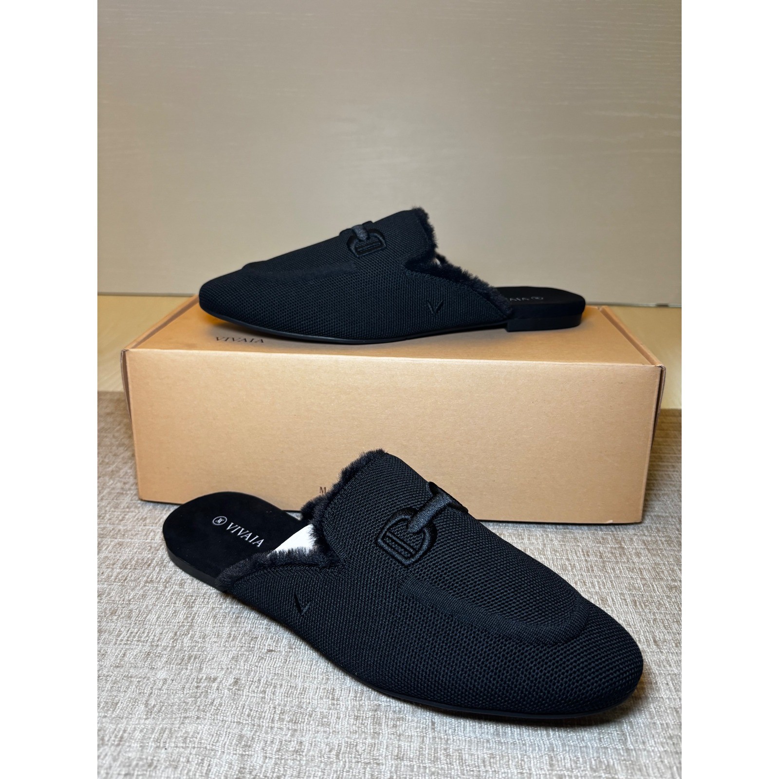VIVAIA Round-Toe Fluffy Patterned Mules (Erica) EU 39 / US 8