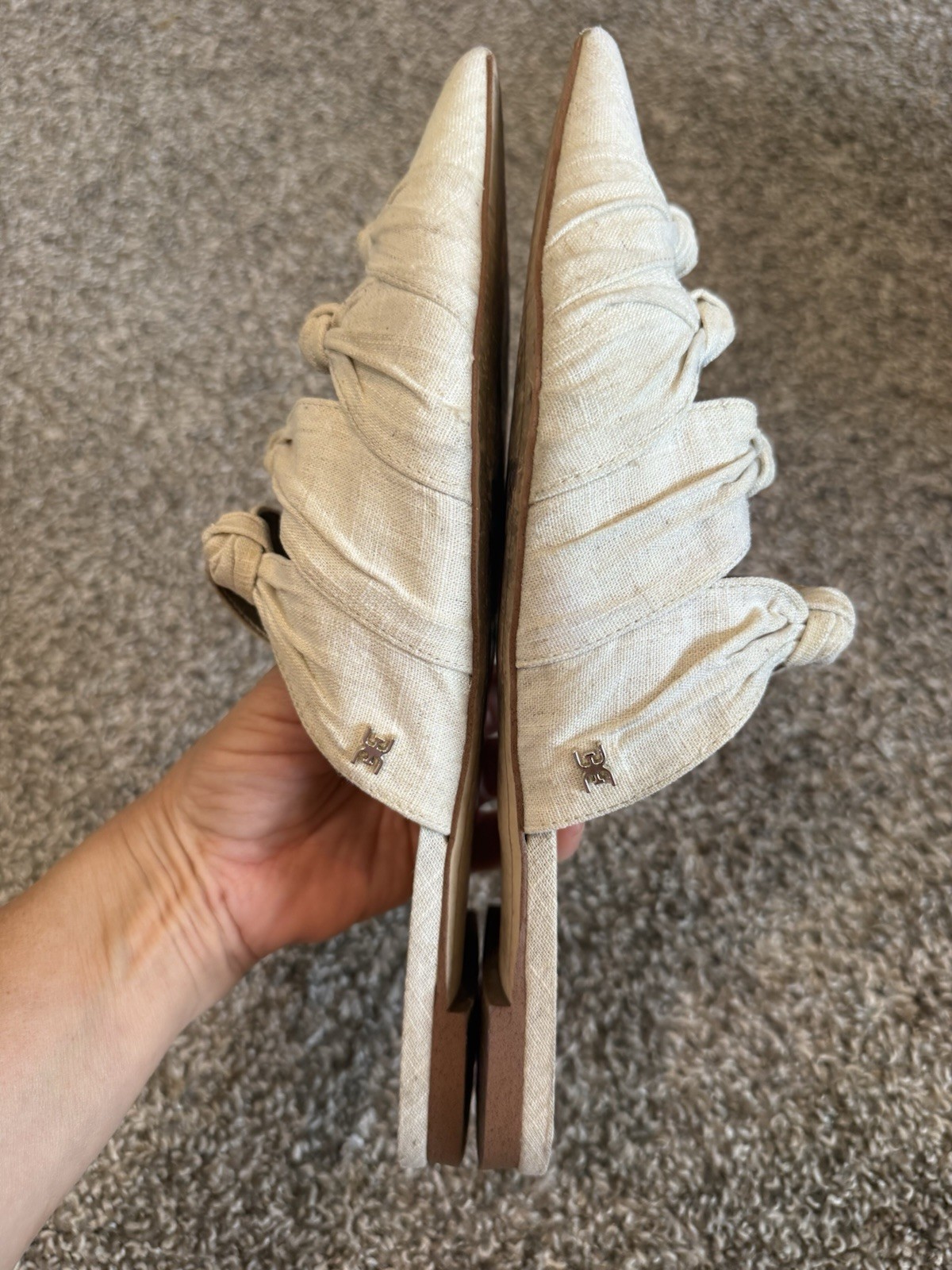Sam Edelman Shanti Flats Mules Natural Size 9.5 Knotted Slip On Casual