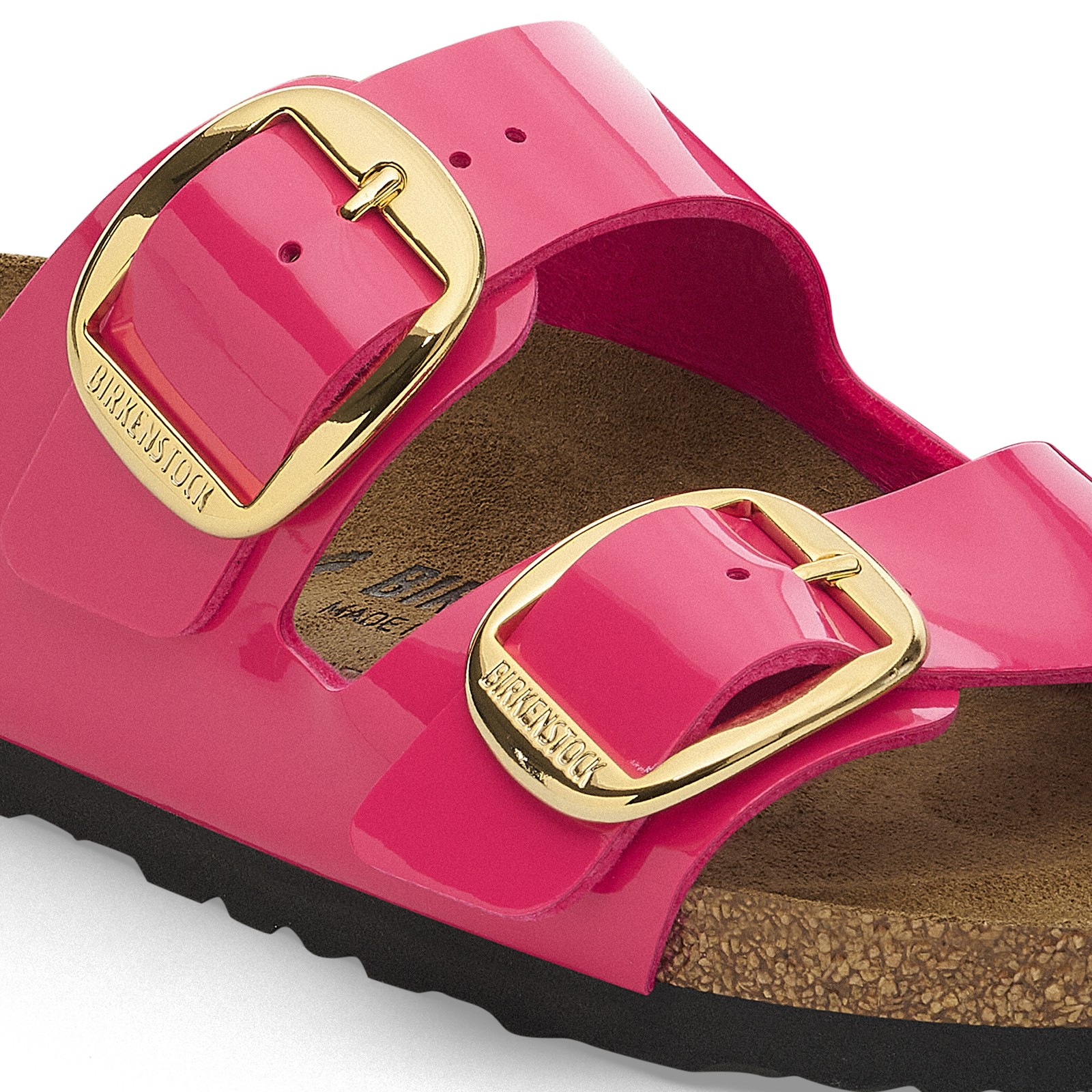 BIRKENSTOCK ARIZONA BIG BUCKLE FUCHSIA FUSION PATENT GLOSSY MEDIUM/NARROW WIDTH