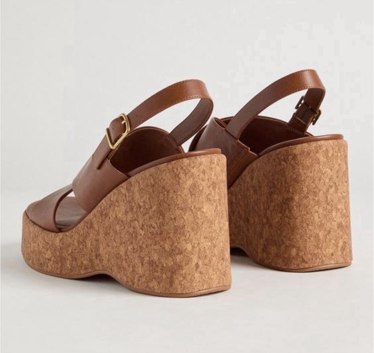 NEW Torrid Cross Strap Wedge Brown Shoes 4” Cork Heel Size 7.5 Wide WW NWOB