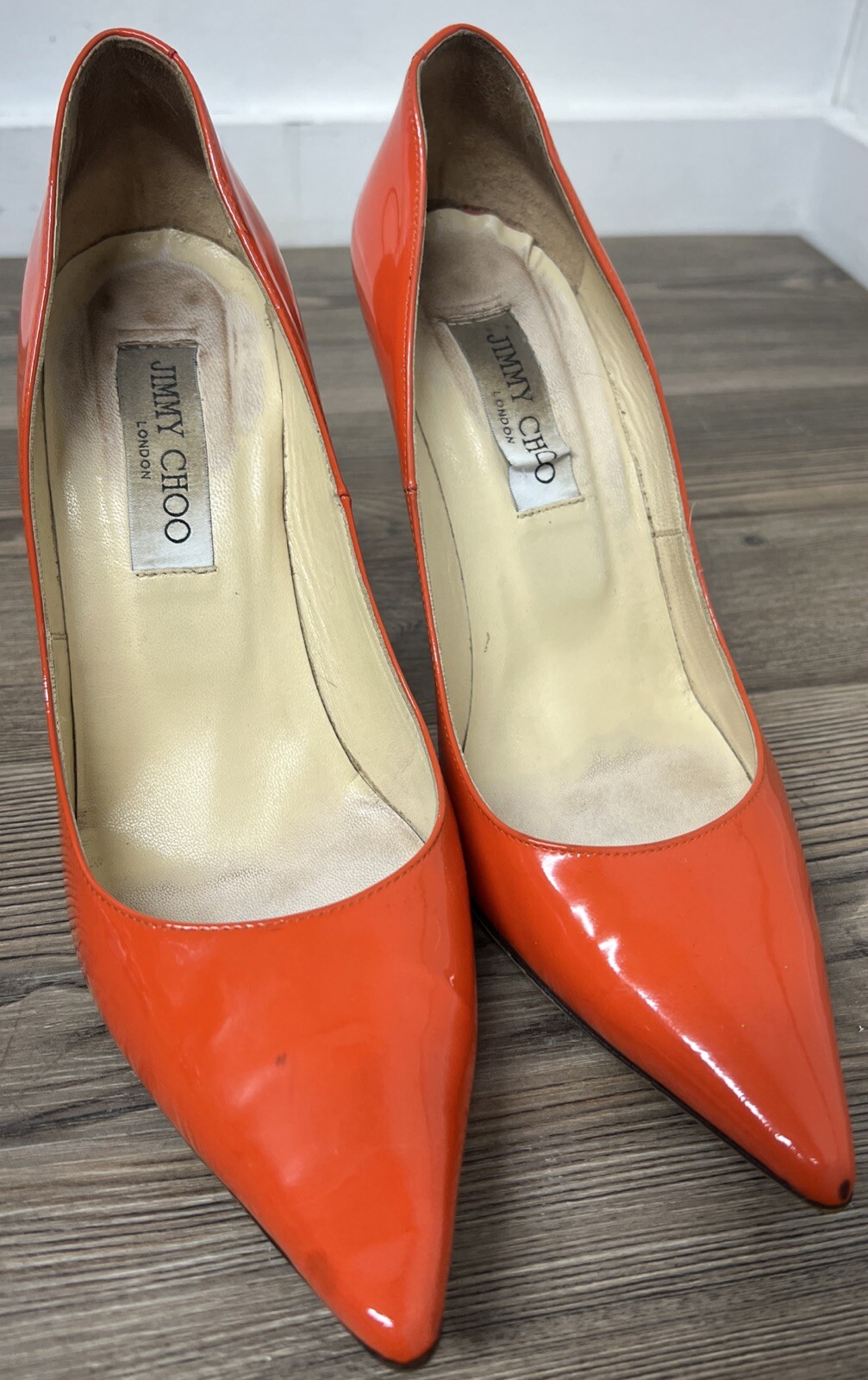 **Authentic**Jimmy Choo Orange Pumps/Heels- See Photos