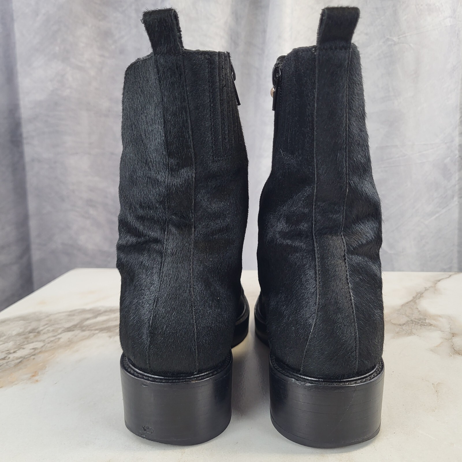 Jeffrey Campbell Tonette Genuine Calf Hair Studded Front Zip Boots Women’s 8.5