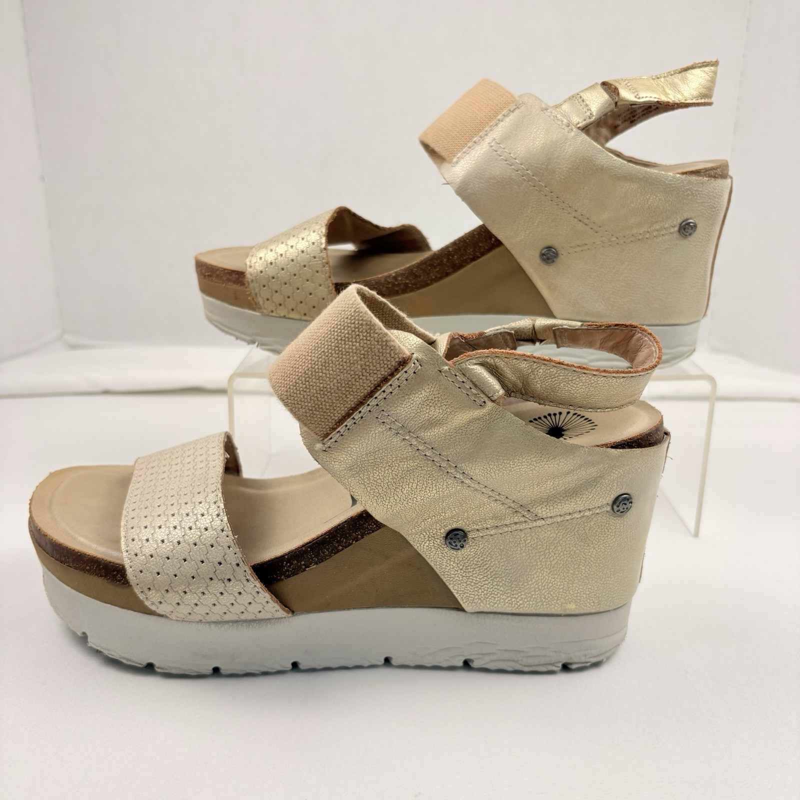 OTBT Moon Child Leather Metallic Platform EVA Wedge Heels Women’s Size 8.5 VGC