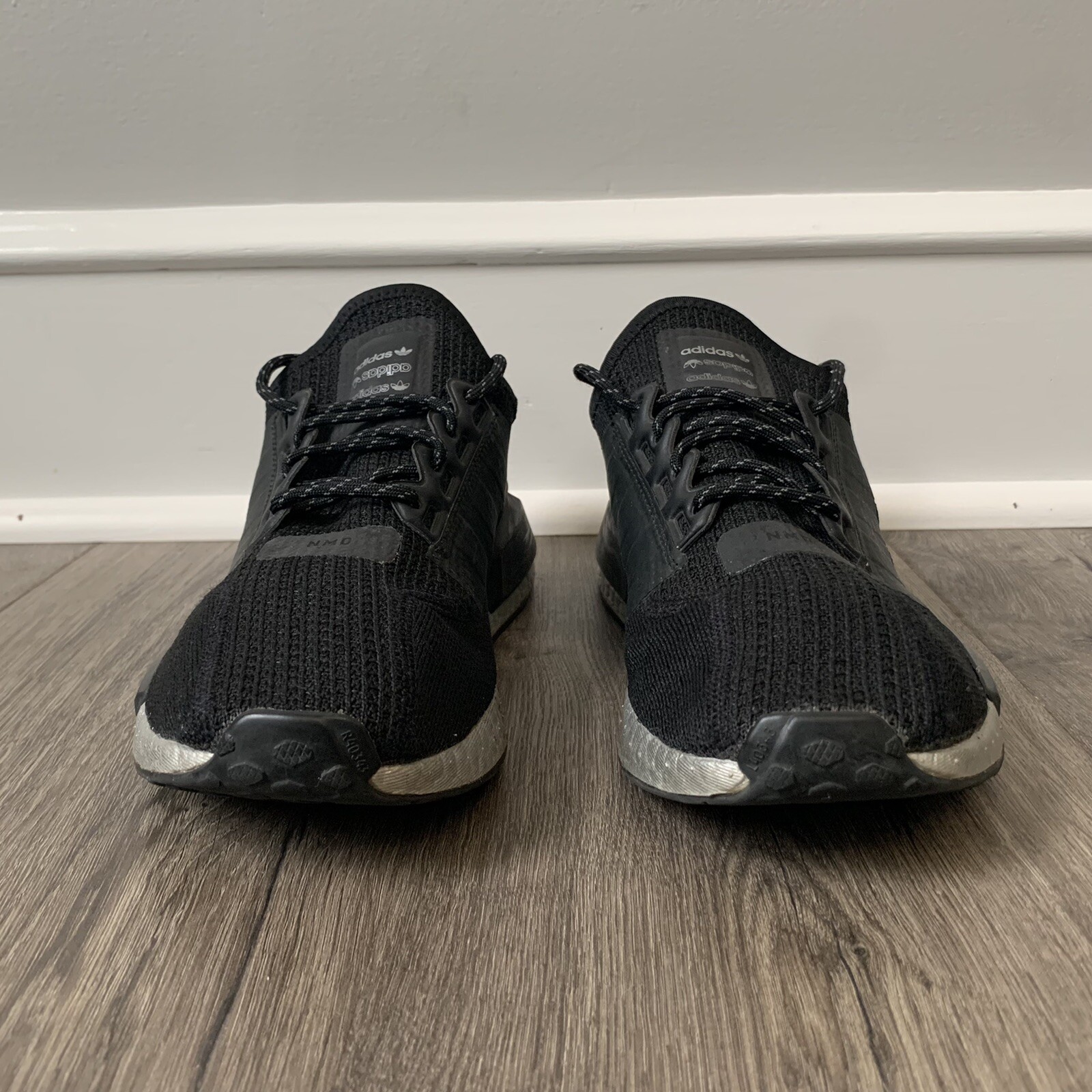 Adidas NMD_R1 v2 Athletic Sneakers Core Black Silver Boost Running Womens 8.5