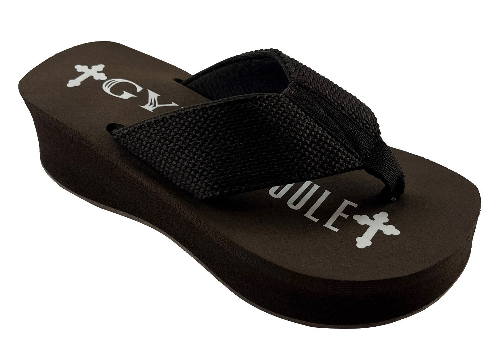 Gypsy Soule Platform Wedge Flip Flops, 2in Comfort Heel Thong Sandals, Brown New