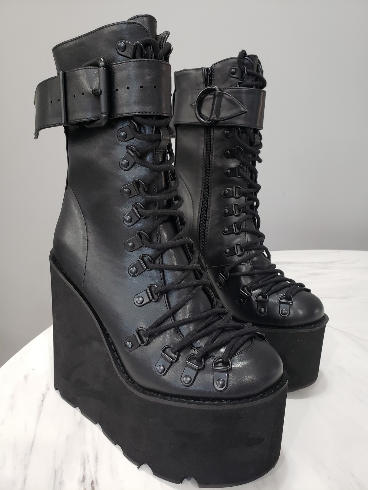 Current Mood by Dolls Kill Black Traitor Boots Size 7 gothic cybergoth rave