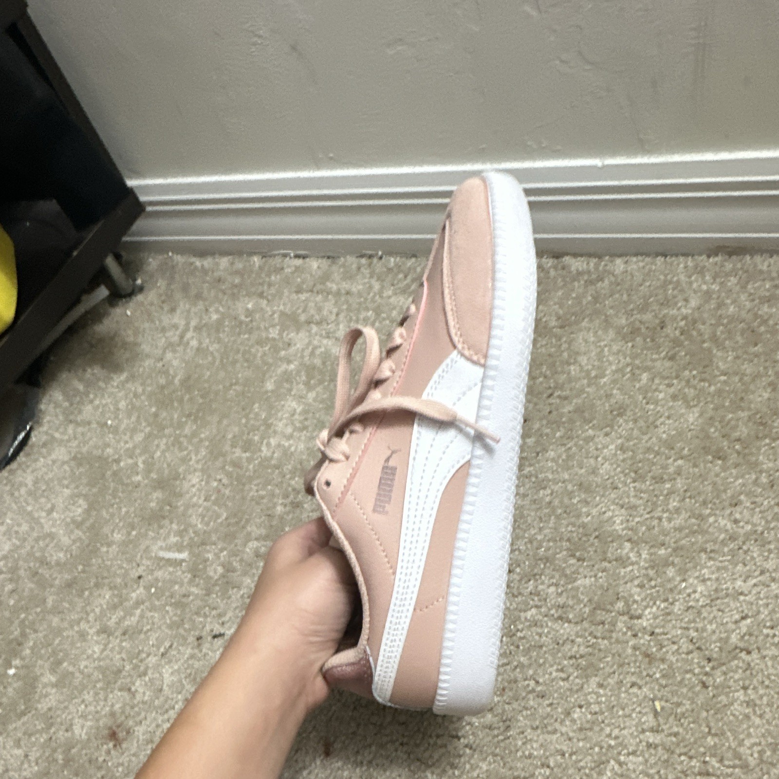 PUMA Women’s Pink/White Low Top Lace-Up Sneakers, Rubber Outsole 403563-01