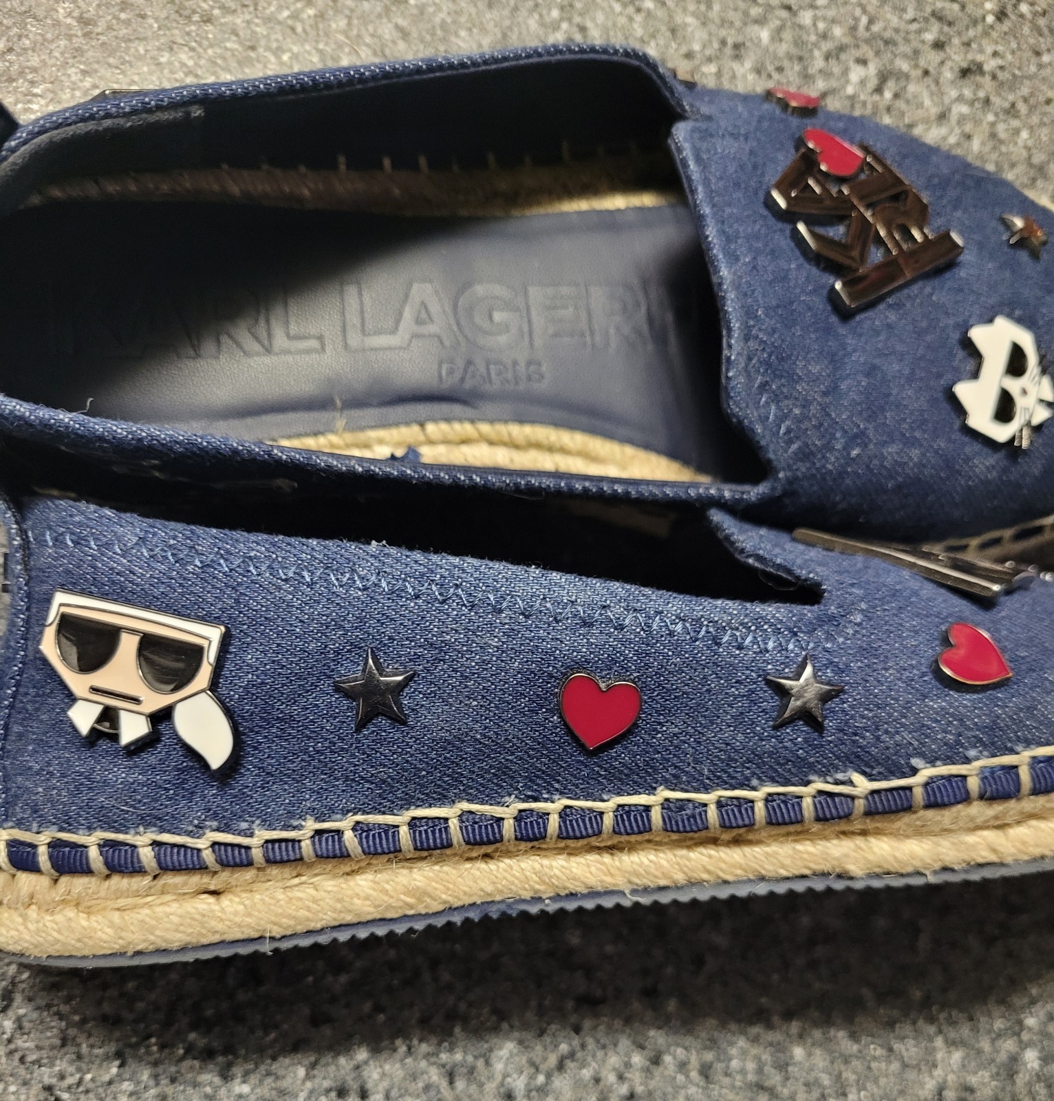 Karl Lagerfeld Paris Malvie Denim Espadrilles Size 7