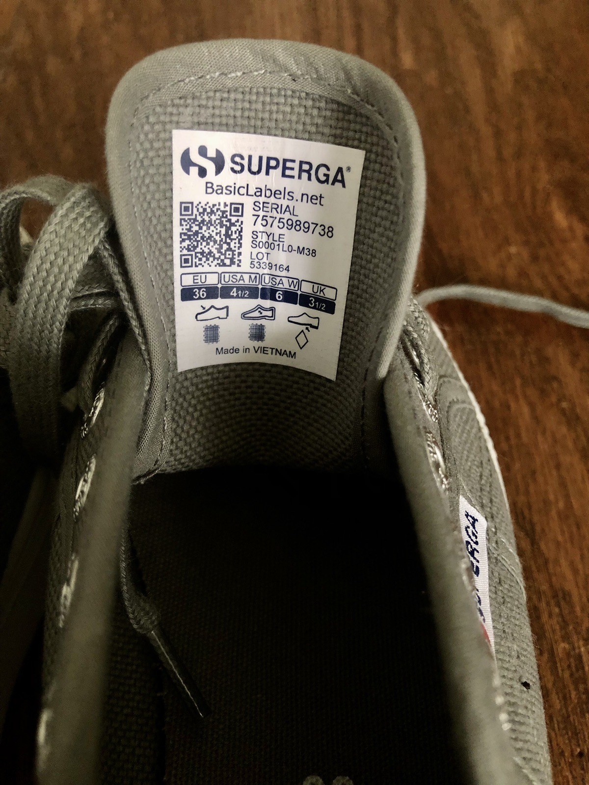 SUPERGA 2750 Gray Sage Canvas Platform Sneakers US 6 NEW