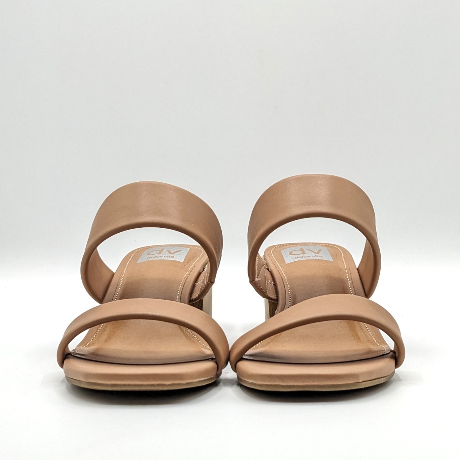 dv by Dolce Vita Sharona Women’s Dual Straps with Block Heel Sandals (Café) NEW