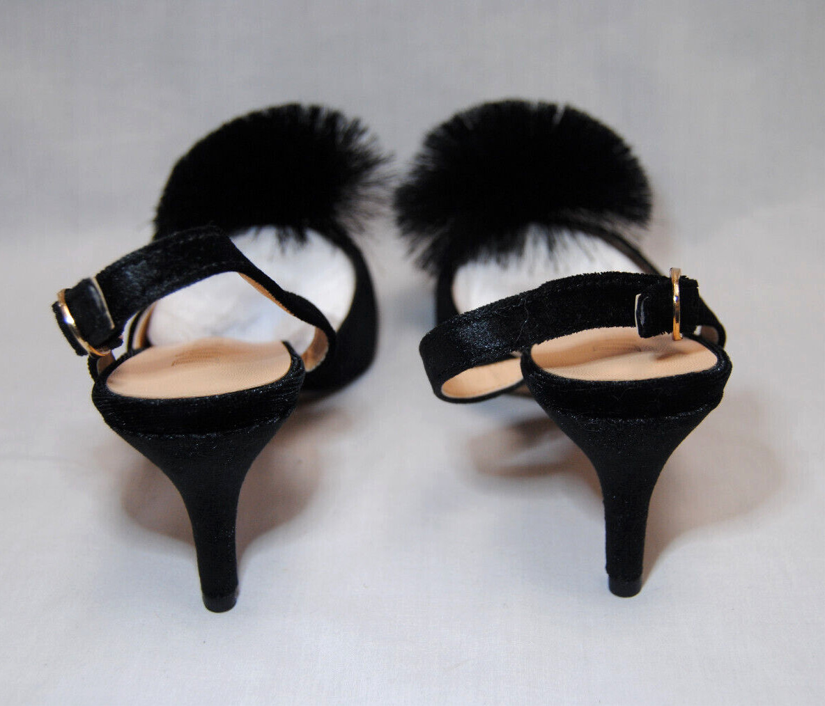 Divanne Women’s Puff Pompom Slingback Pumps Pointed Toe Kitten Heels New T2346