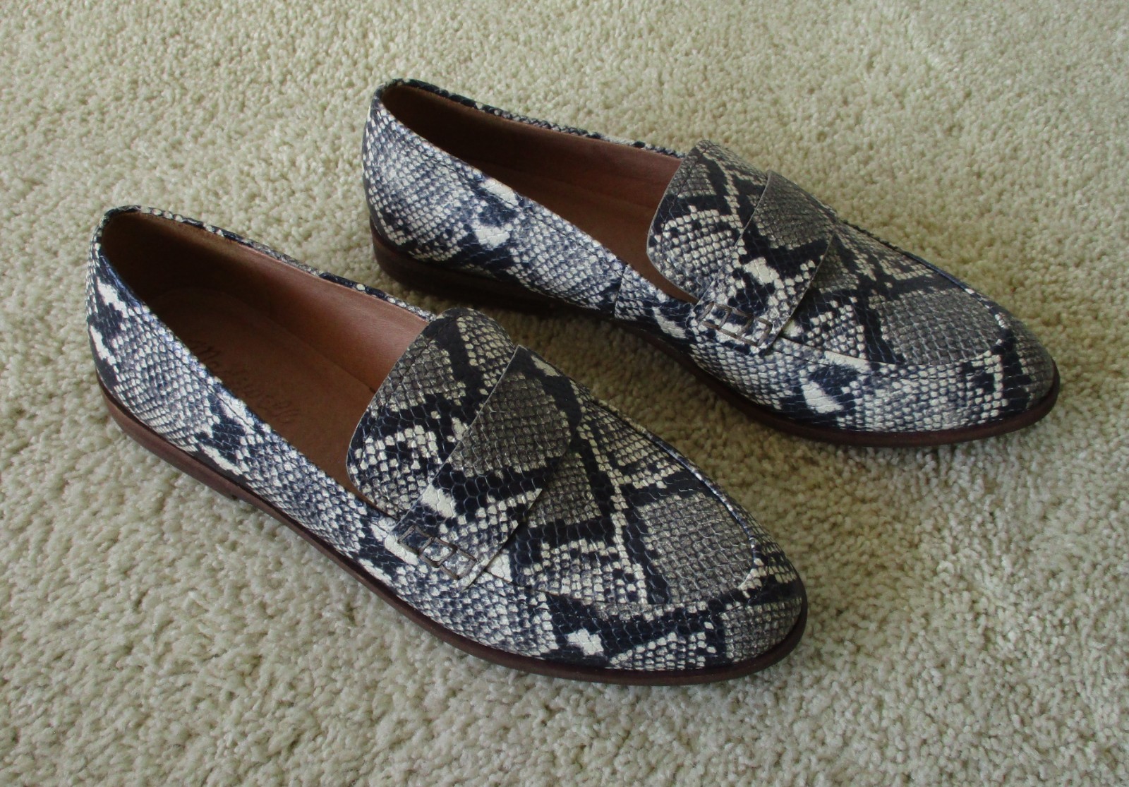 MADEWELL Alex Loafer Snake Print Leather Slip On Flats Women’s Size 7