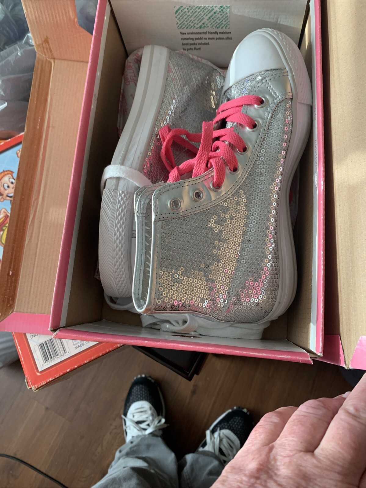 Gotta Flirt Girls shoes Silver Hi Tops 6m Kids NIB