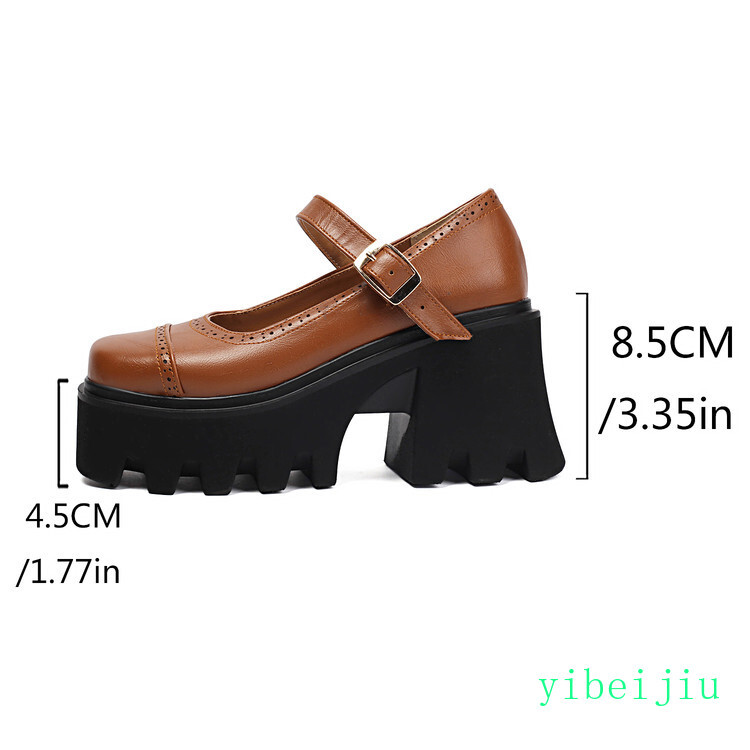 Women’s High Heel Platform Mary Jane Wide Shoes Dress Fashion Creeper Thick Sole