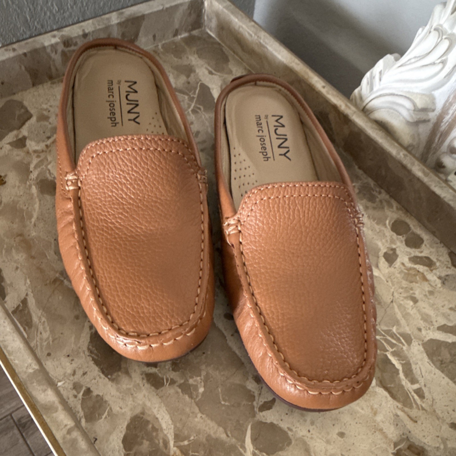 Marc Joseph Women’s Brown Leather Slip-On Loafer Flats Closed Toe Comfort