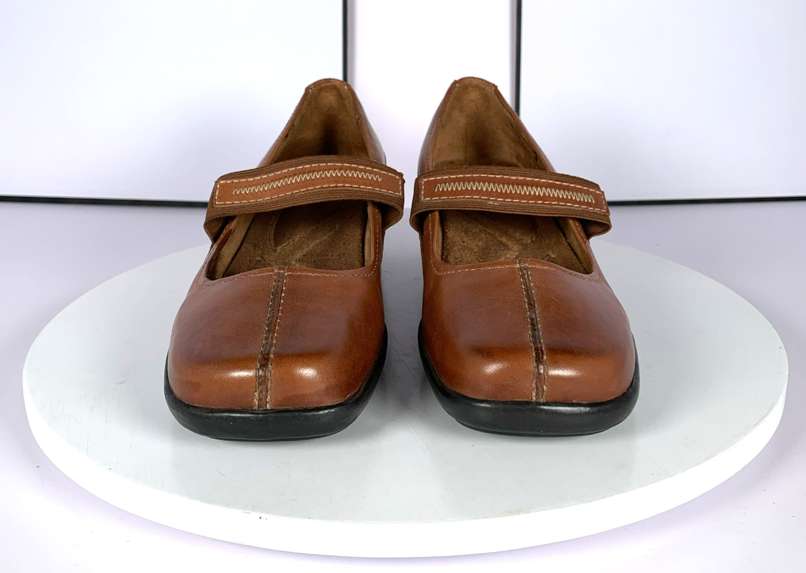Naturalizer Women Alliance Mary Jane Tan Wedge Stitched Leather Career Shoes, 7M
