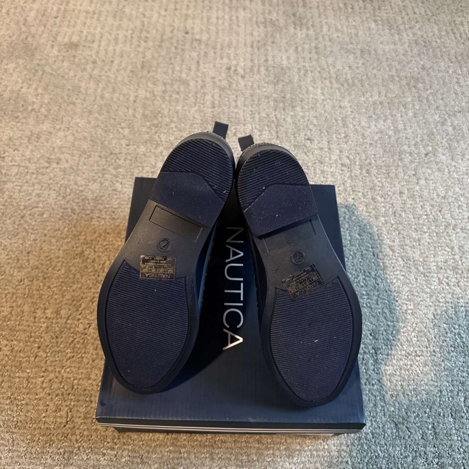 Nautica Womens (Size 7) Navy Blue Rubber Rain Boots Ankle Chelsea