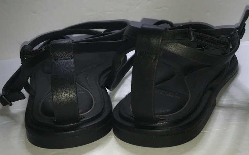 OPEN EDIT Black Strappy Buckle Ankle Strap Flat Sandals Women’s US 8M Casual